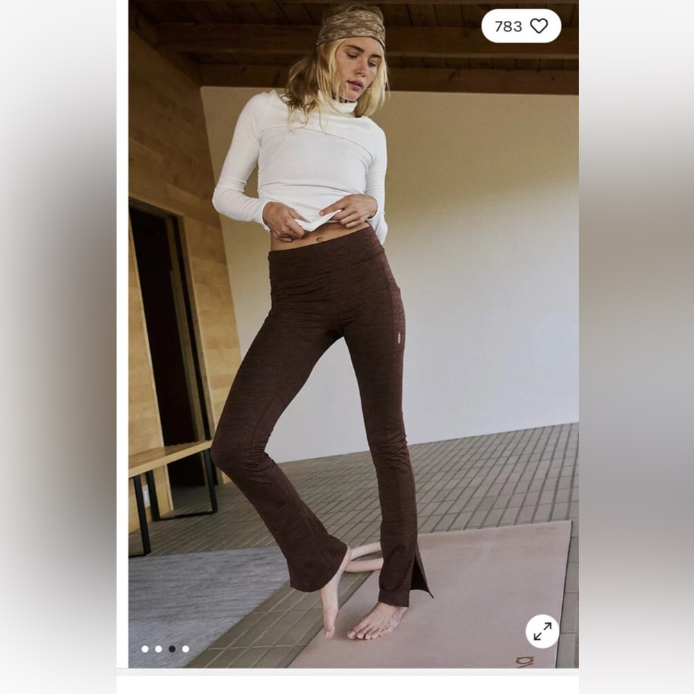 FP Movement by Free People Brown Leggings with Flared Design